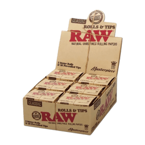 RAW Masterpiece Rolls Rolling Paper + Tips (12pcs Box)