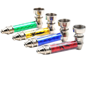 Compact Metal Smoking Smoke Tobacco Rasta Pipe with 5 Screen Sets Random Design